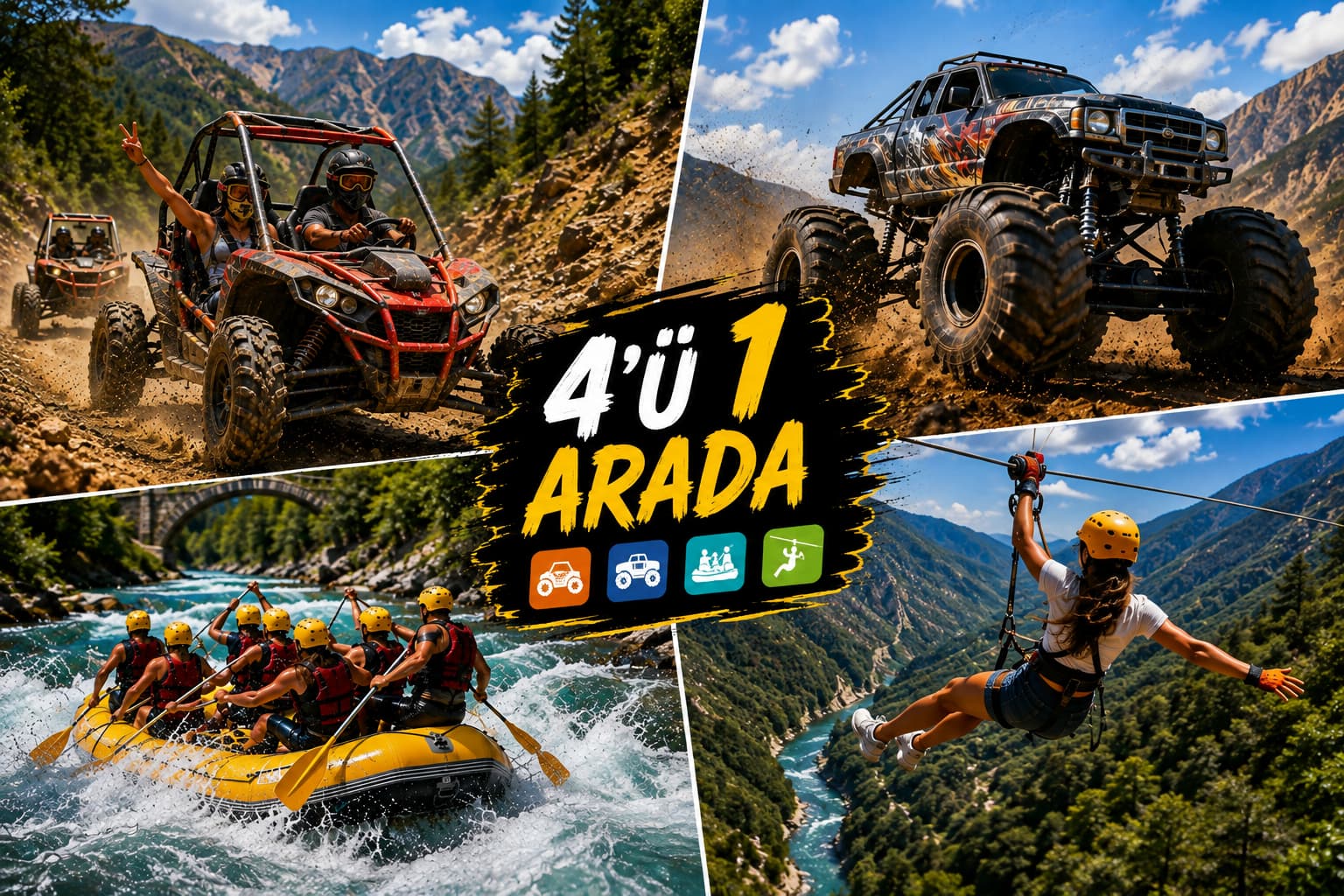 Buggy Safari + Monster + Rafting + Zipline (4'in 1)